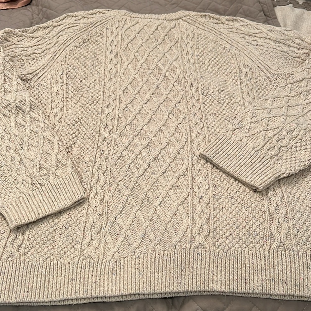 J. Crew Heather Khaki Donegal Cable Crewneck Sweater/NWT/XXL - Picture 7 of 10